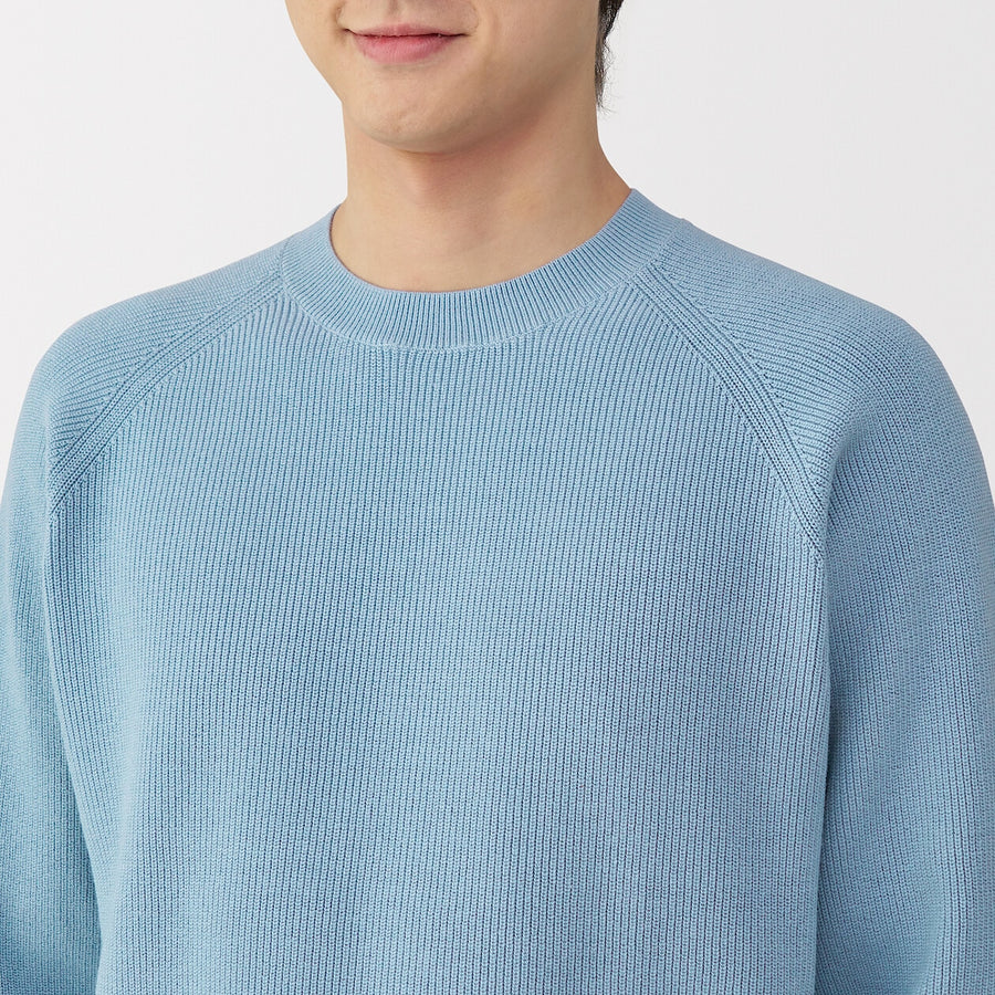 M's Washable ribbed crew neck sweater GreyXS