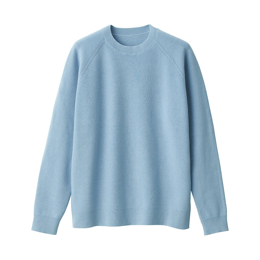 M's Washable ribbed crew neck sweater GreyXS