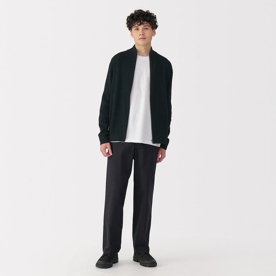 M's Washable ribbed zip up cardigan Dark NavyXS