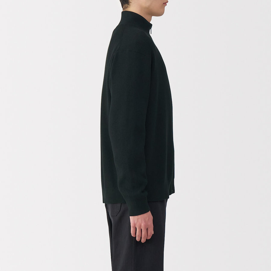 M's Washable ribbed zip up cardigan Dark NavyXS