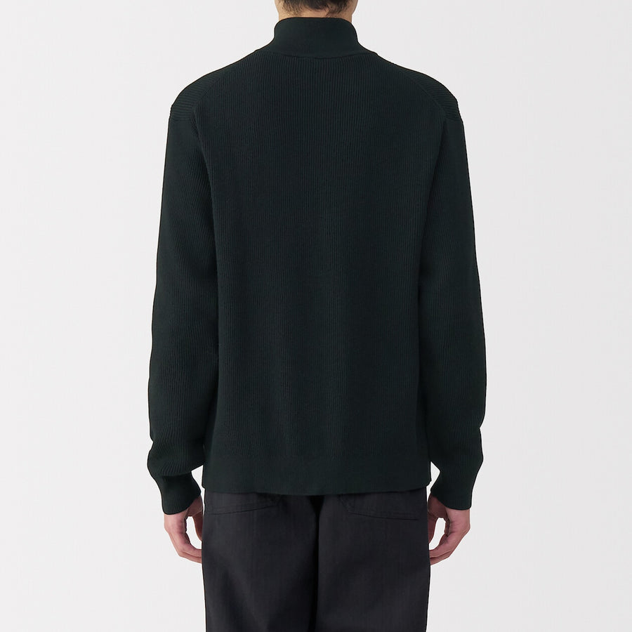 M's Washable ribbed zip up cardigan Dark NavyXS