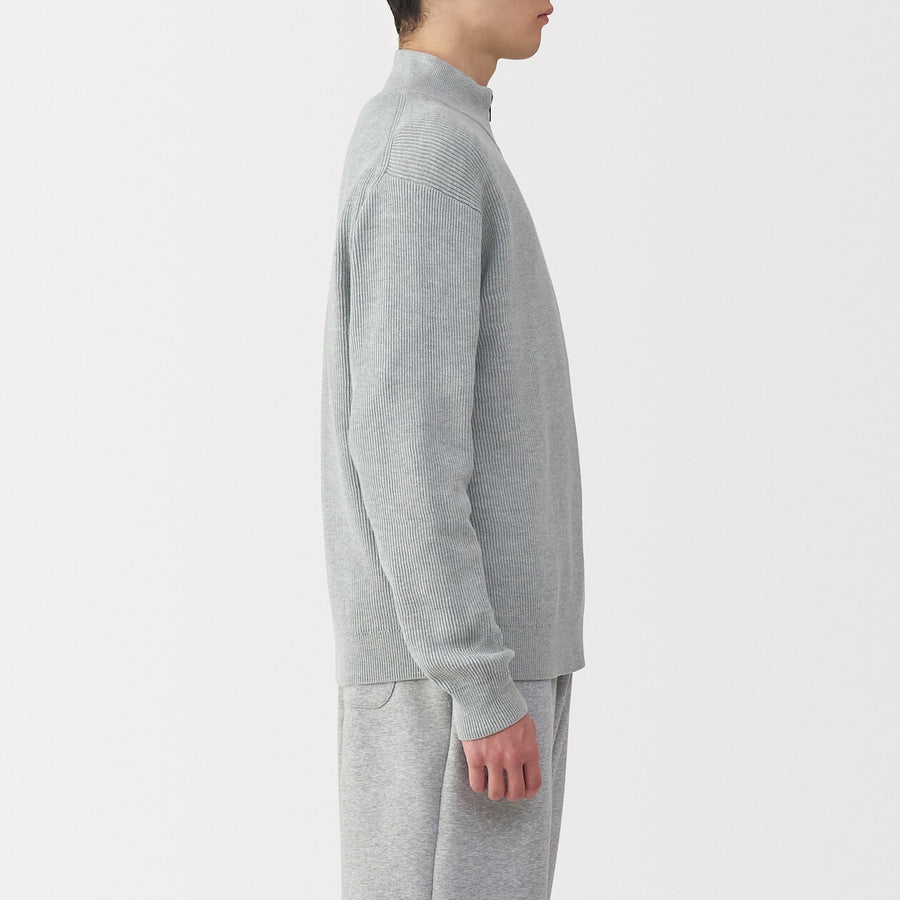 M's Washable ribbed zip up cardigan Dark NavyXS