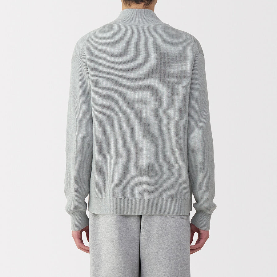 M's Washable ribbed zip up cardigan Dark NavyXS