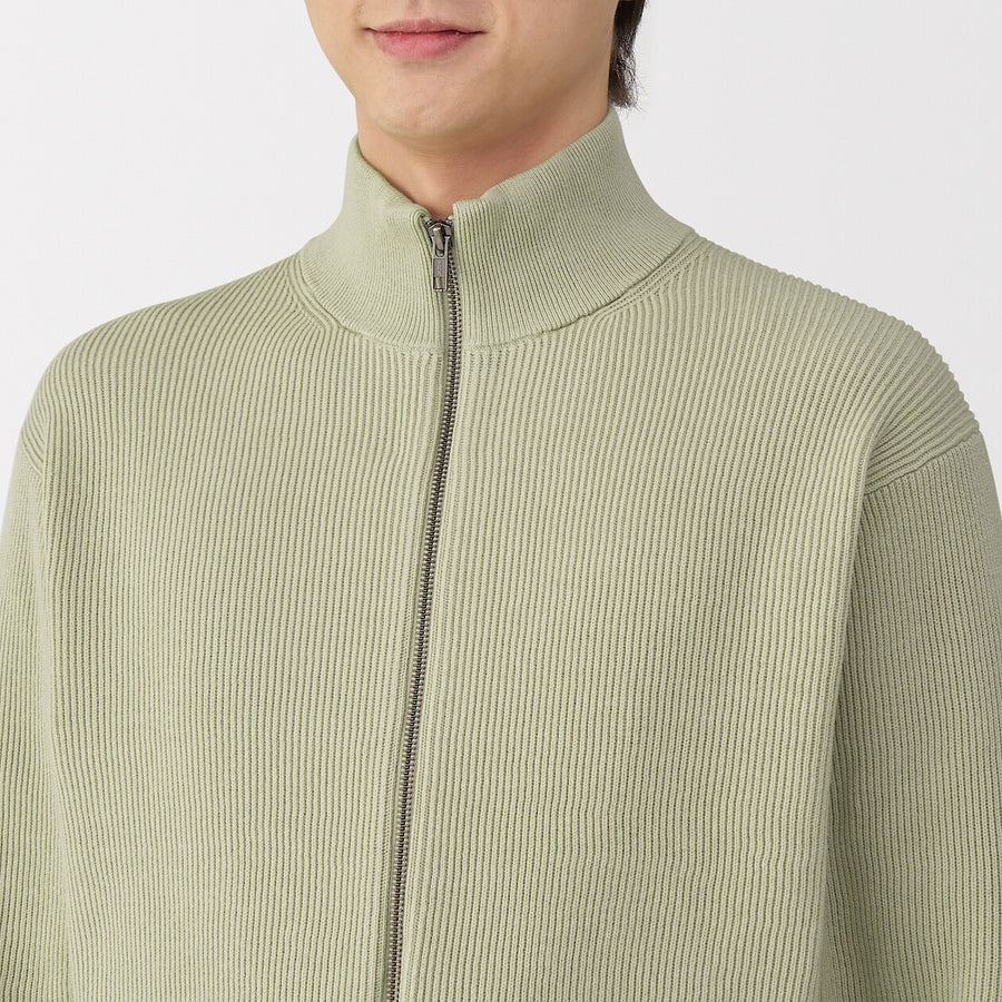 M's Washable ribbed zip up cardigan Dark NavyXS