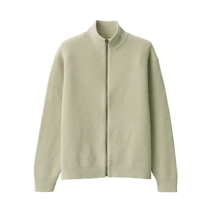 M's Washable ribbed zip up cardigan Dark NavyXS