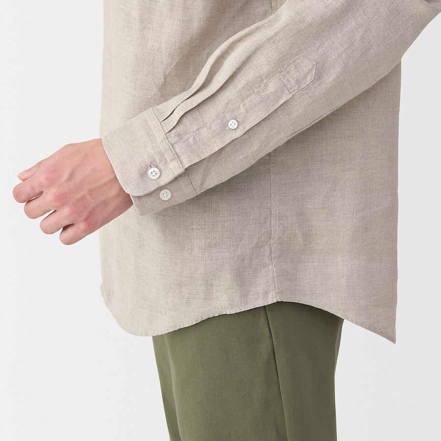 M's Washed linen L/Slv shirt (OS) WhiteXS
