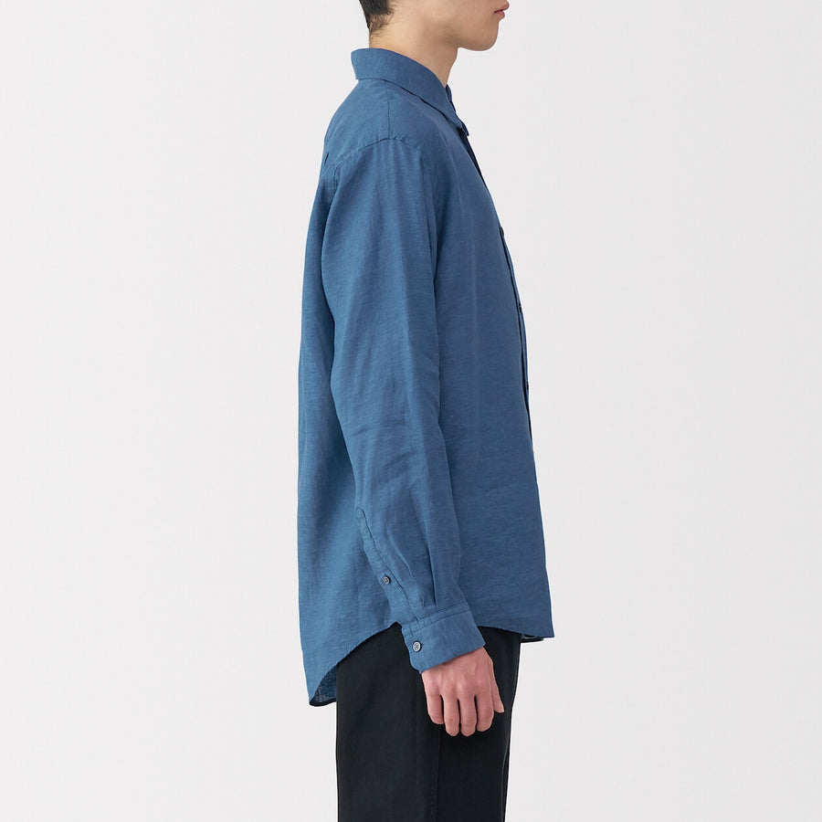 M's Washed linen L/Slv shirt (OS) WhiteXS