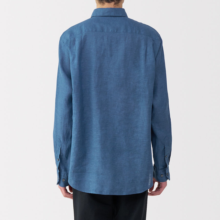 M's Washed linen L/Slv shirt (OS) WhiteXS