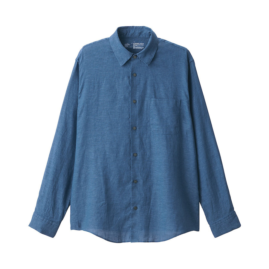 M's Washed linen L/Slv shirt (OS) WhiteXS
