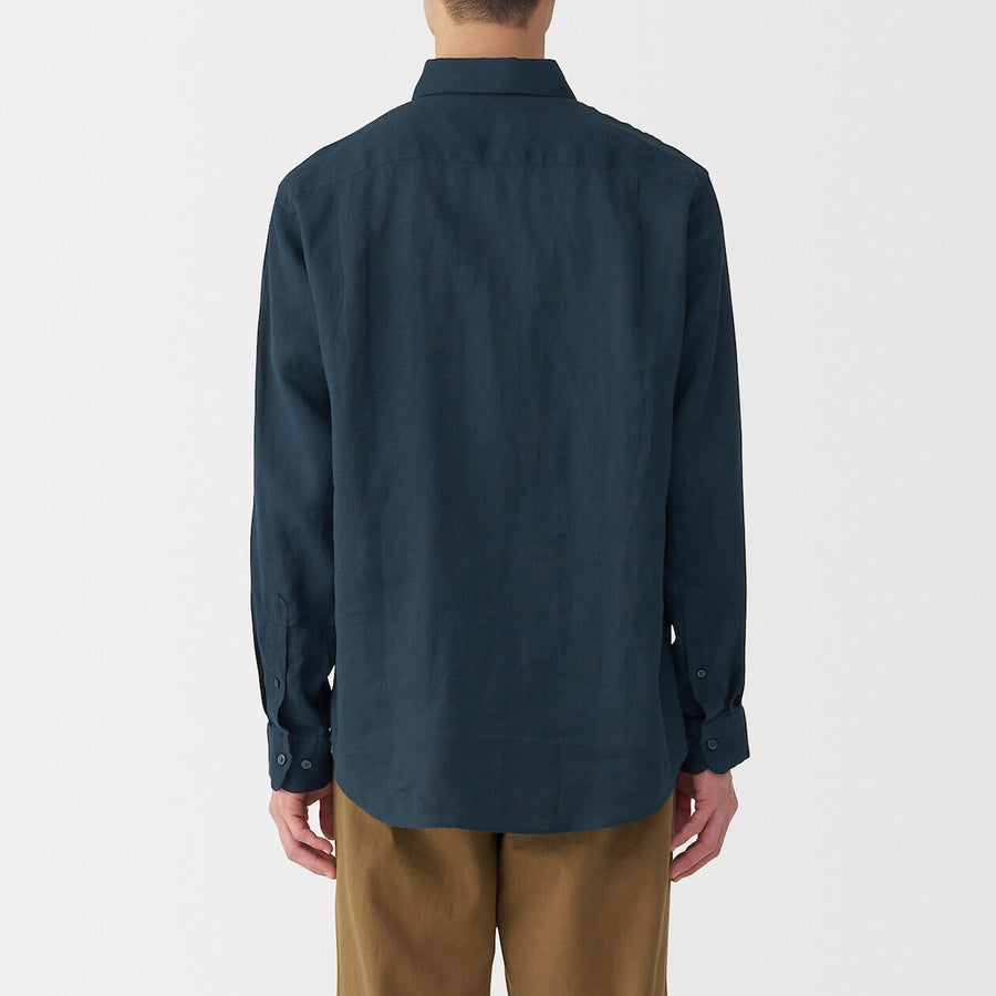M's Washed linen L/Slv shirt (OS) WhiteXS