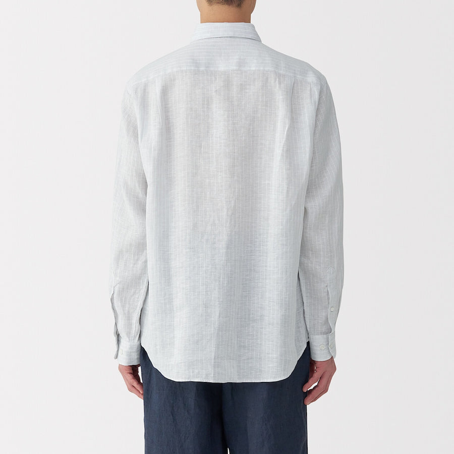 M's Washed linen L/Slv shirt (OS) WhiteXS