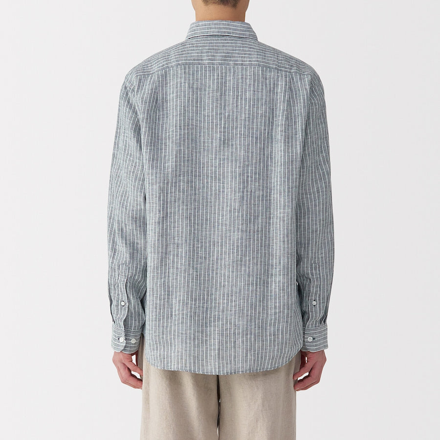 M's Washed linen L/Slv shirt (OS) WhiteXS