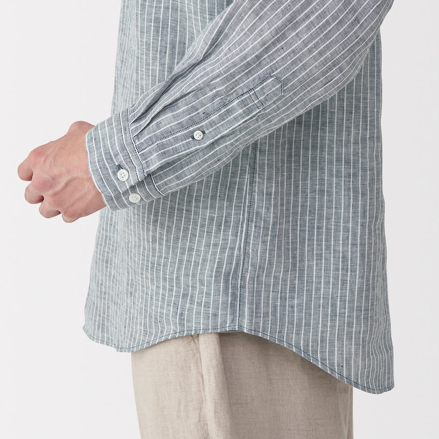 M's Washed linen L/Slv shirt (OS) WhiteXS