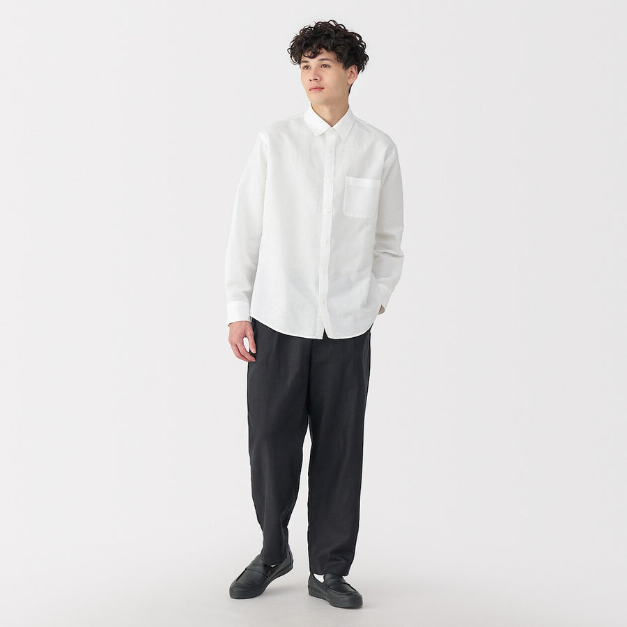 M's Hemp cotton L/Slv shirt WhiteXS
