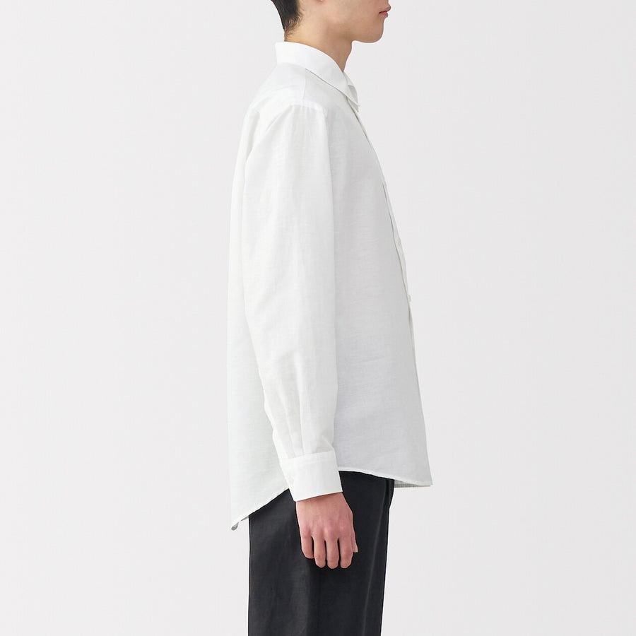 M's Hemp cotton L/Slv shirt WhiteXS