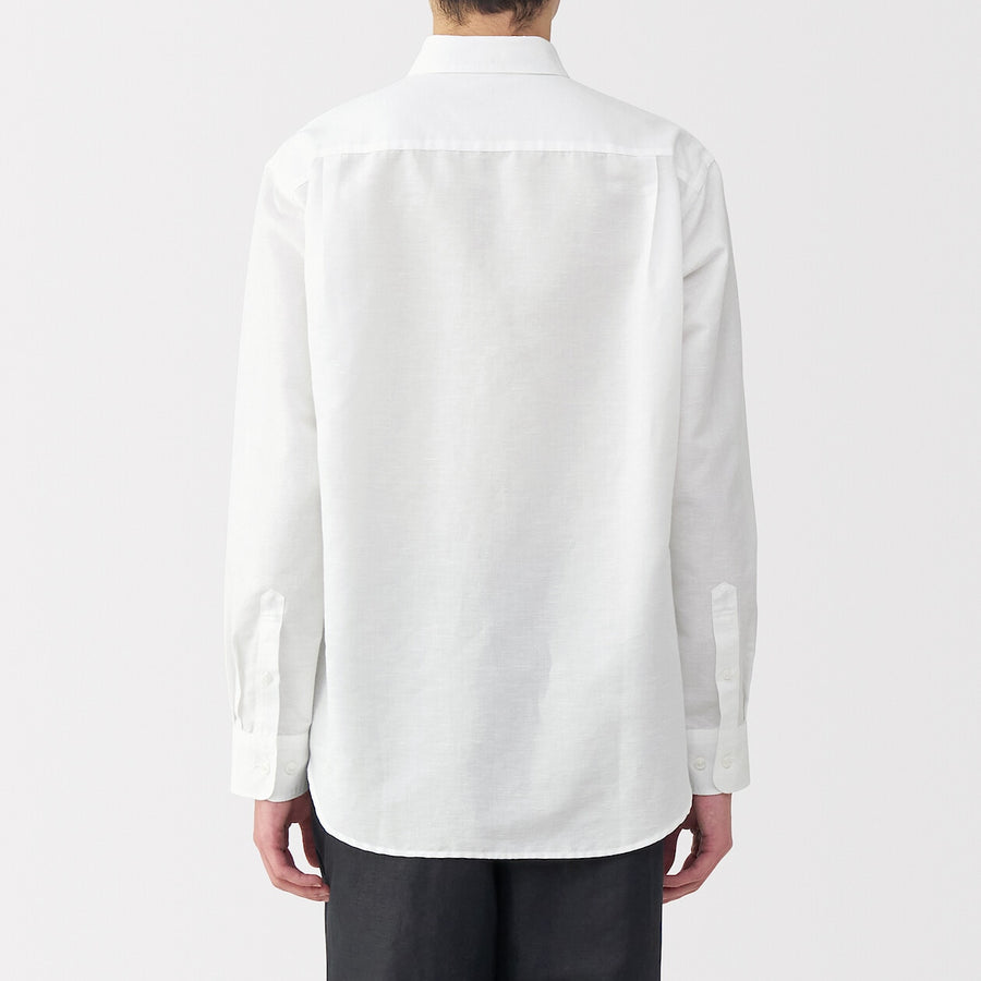 M's Hemp cotton L/Slv shirt WhiteXS