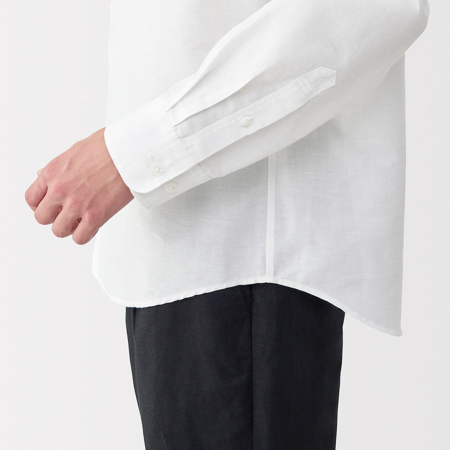 M's Hemp cotton L/Slv shirt WhiteXS