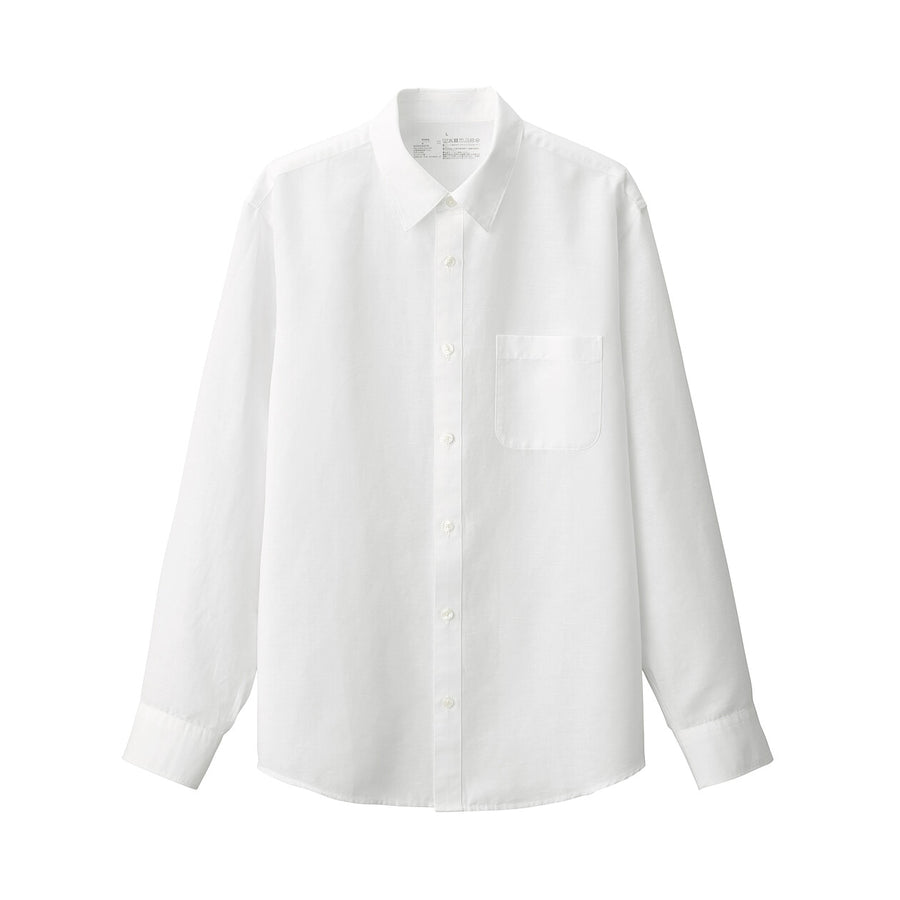 M's Hemp cotton L/Slv shirt WhiteXS