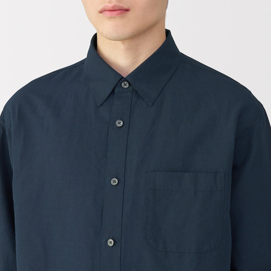 M's Hemp cotton L/Slv shirt WhiteXS