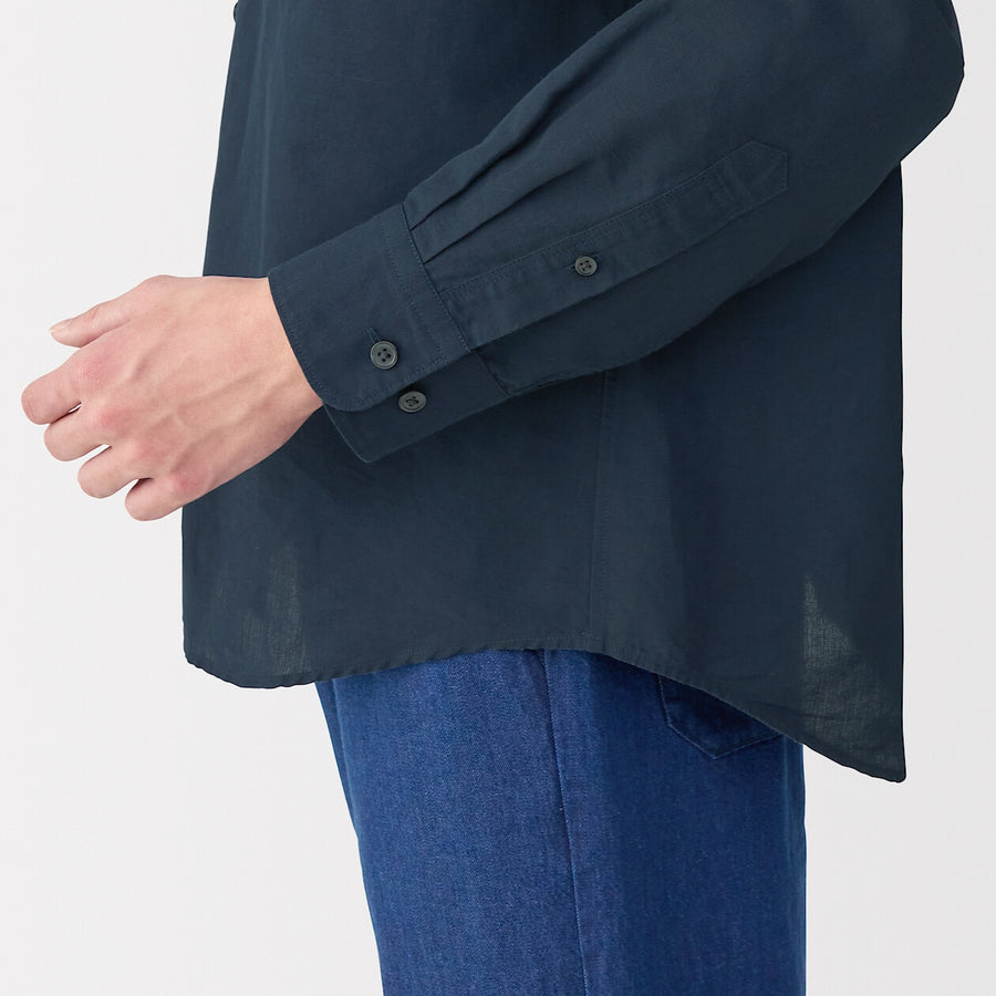 M's Hemp cotton L/Slv shirt WhiteXS