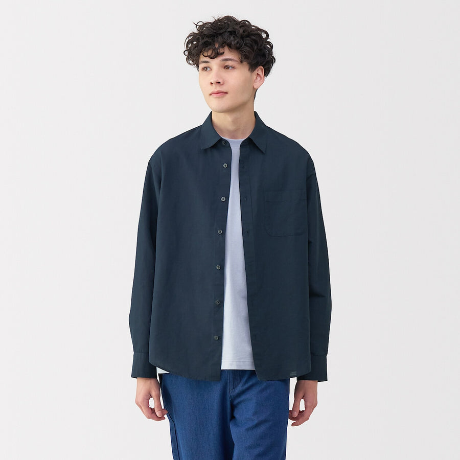 M's Hemp cotton L/Slv shirt WhiteXS