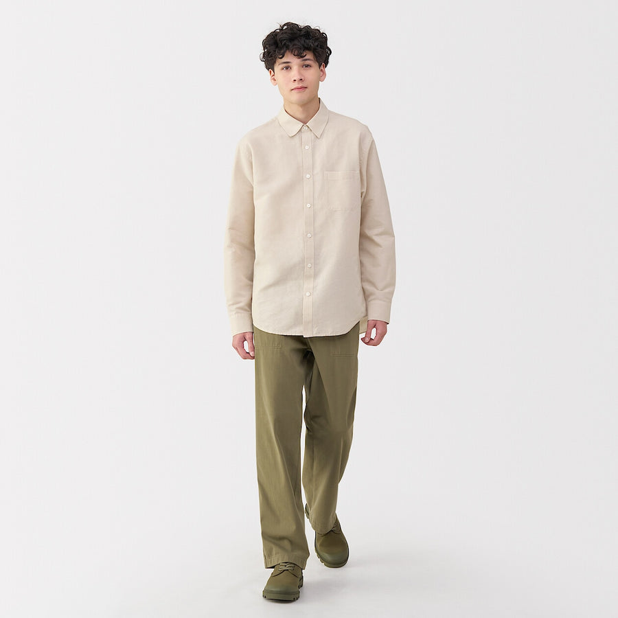 M's Hemp cotton L/Slv shirt WhiteXS