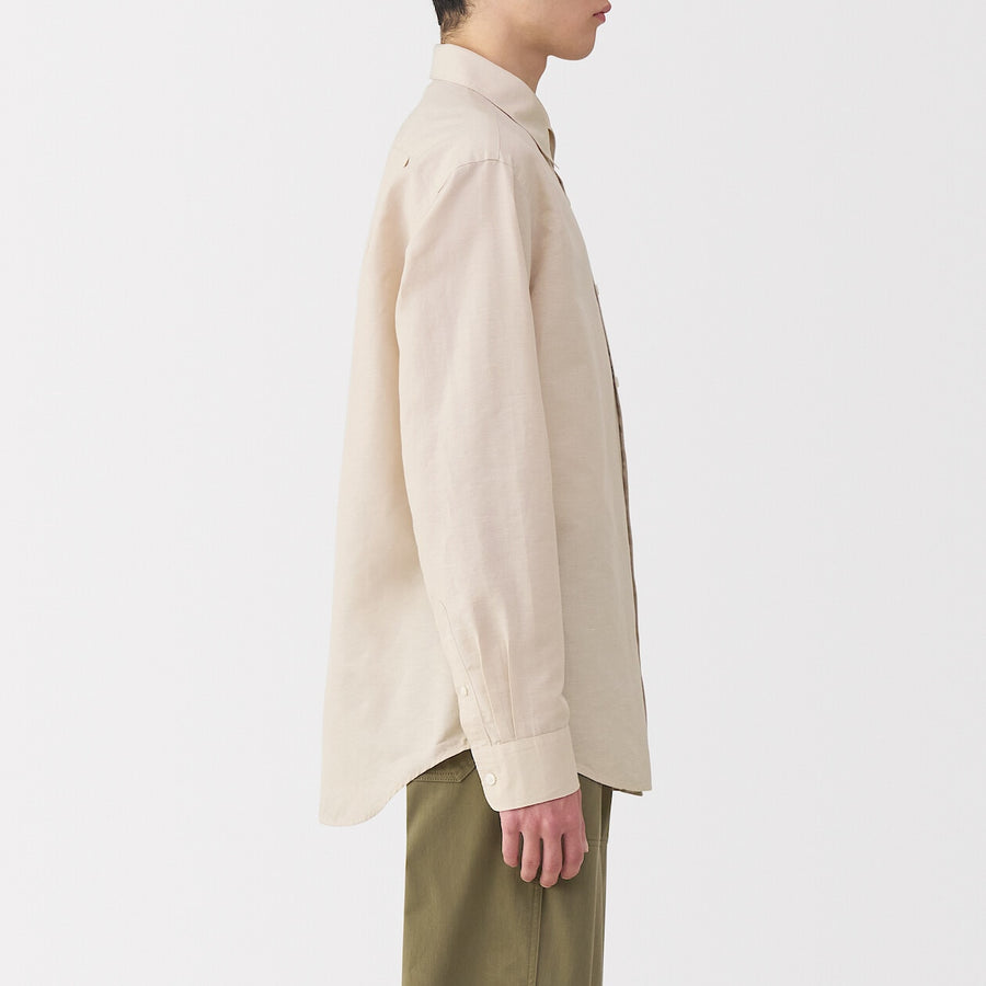 M's Hemp cotton L/Slv shirt WhiteXS