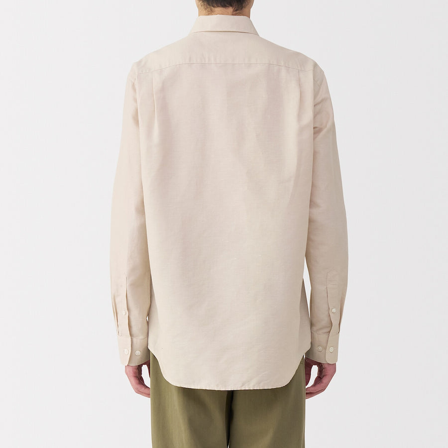 M's Hemp cotton L/Slv shirt WhiteXS
