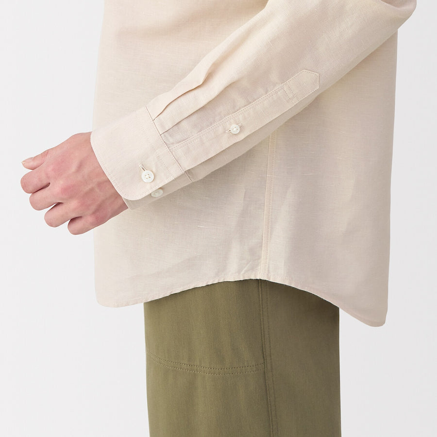 M's Hemp cotton L/Slv shirt WhiteXS