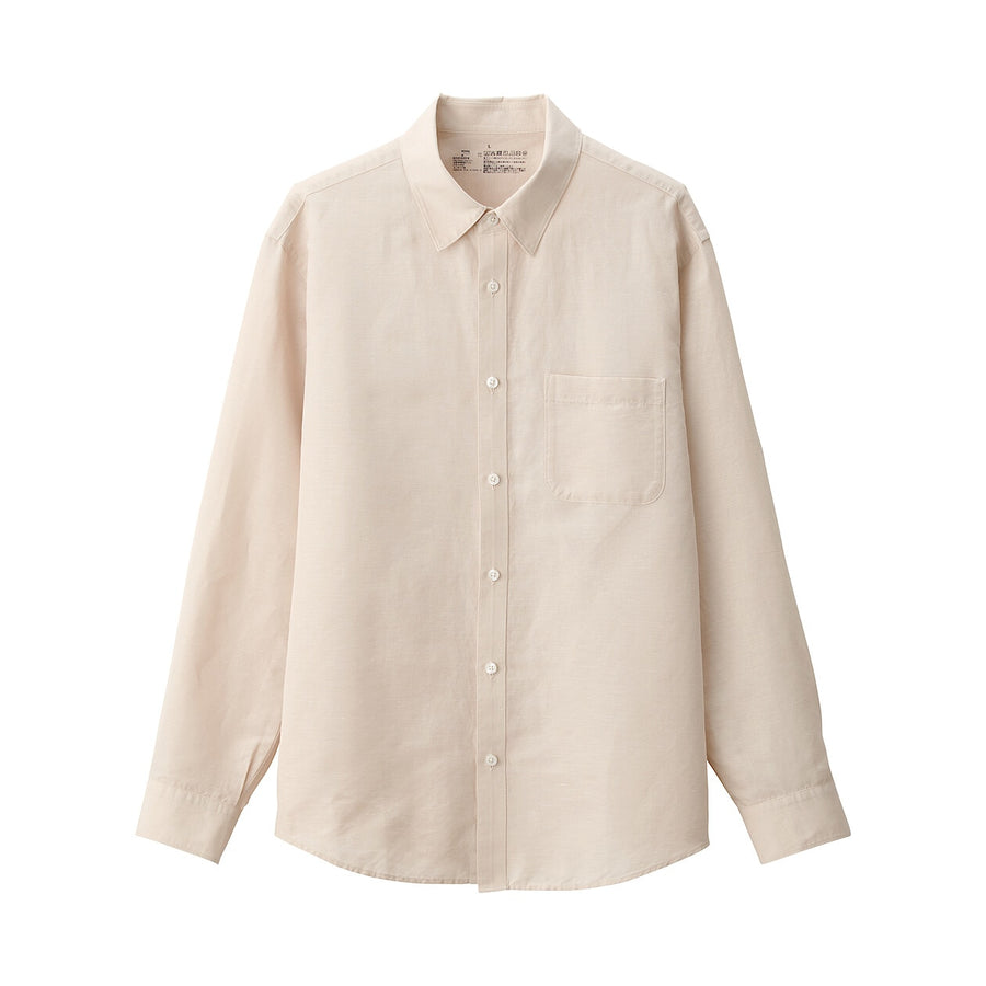 M's Hemp cotton L/Slv shirt WhiteXS