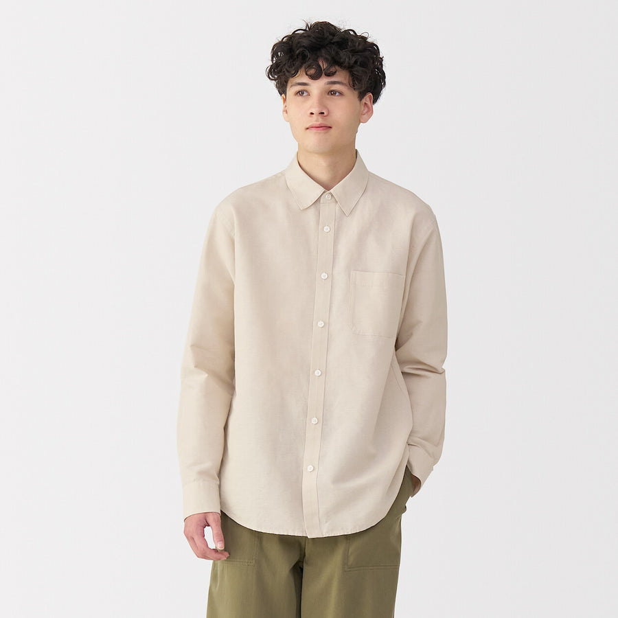 M's Hemp cotton L/Slv shirt WhiteXS