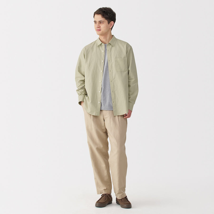 M's Hemp cotton L/Slv shirt WhiteXS
