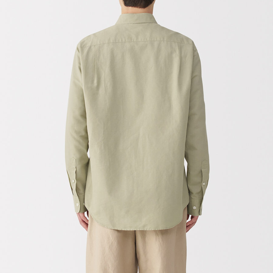 M's Hemp cotton L/Slv shirt WhiteXS