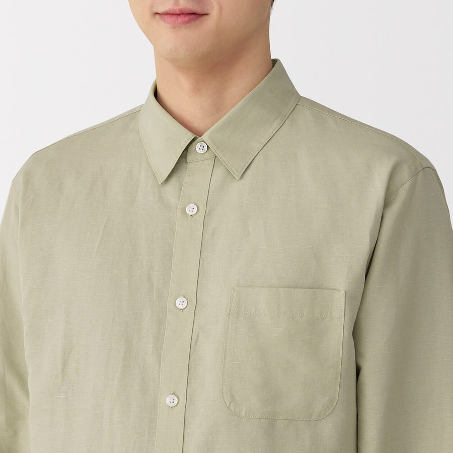 M's Hemp cotton L/Slv shirt WhiteXS