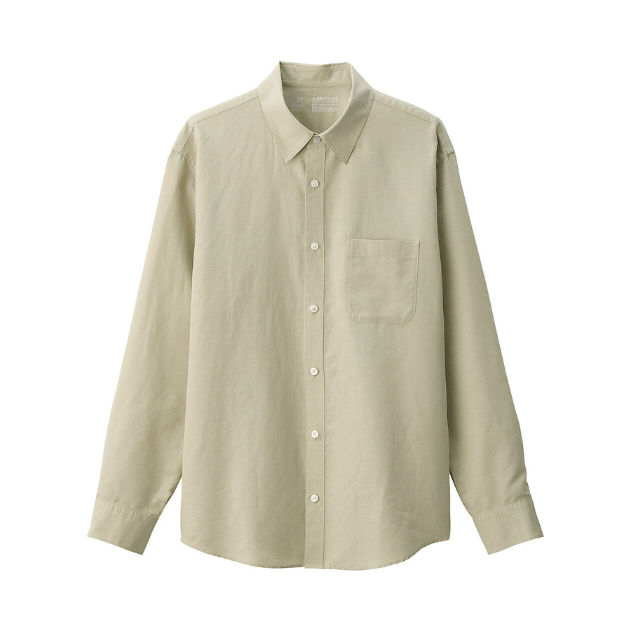 M's Hemp cotton L/Slv shirt WhiteXS