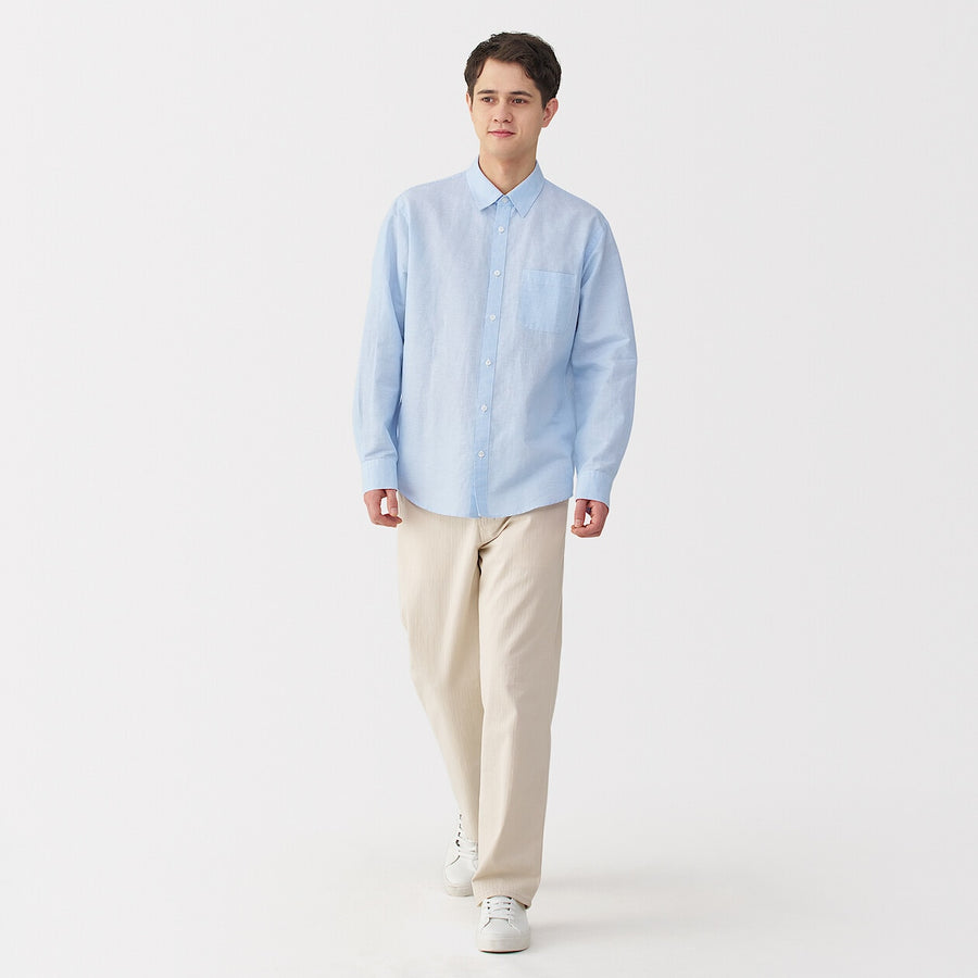 M's Hemp cotton L/Slv shirt WhiteXS