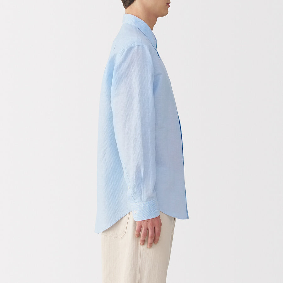 M's Hemp cotton L/Slv shirt WhiteXS