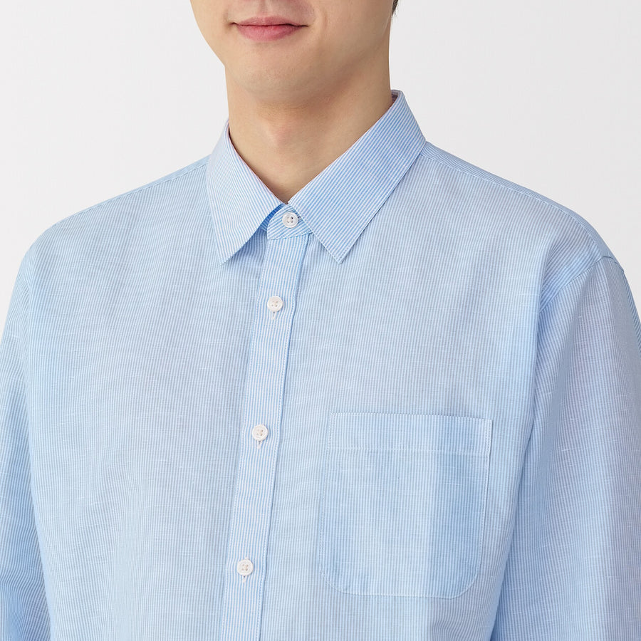 M's Hemp cotton L/Slv shirt WhiteXS