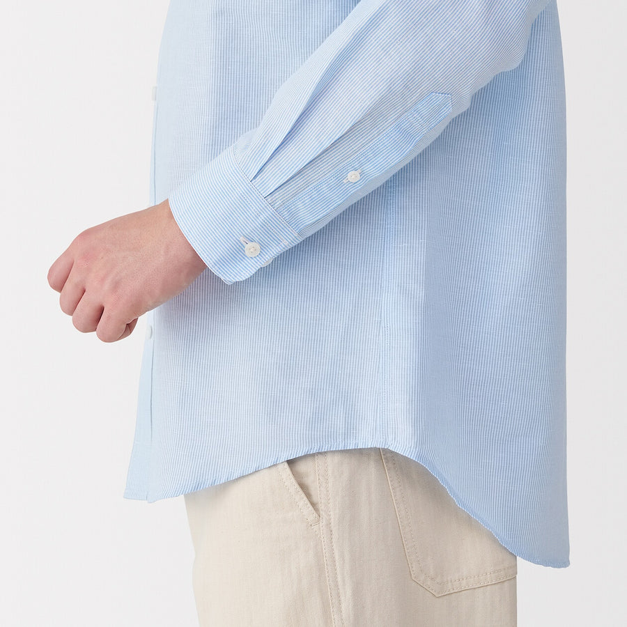 M's Hemp cotton L/Slv shirt WhiteXS