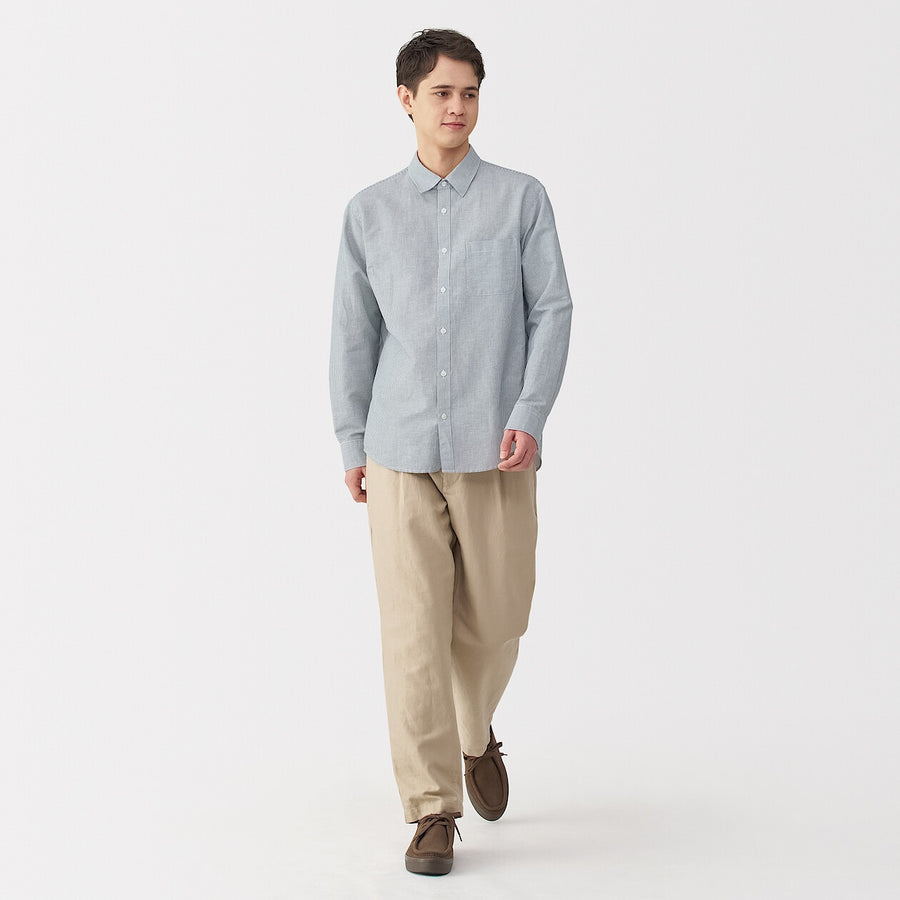 M's Hemp cotton L/Slv shirt WhiteXS