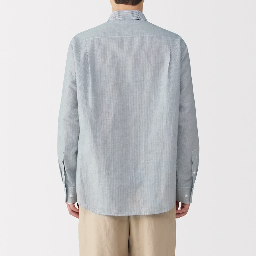 M's Hemp cotton L/Slv shirt WhiteXS