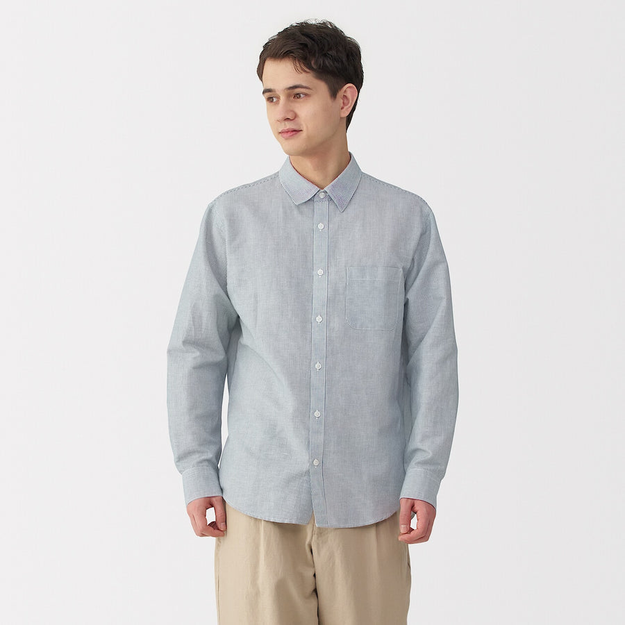 M's Hemp cotton L/Slv shirt WhiteXS