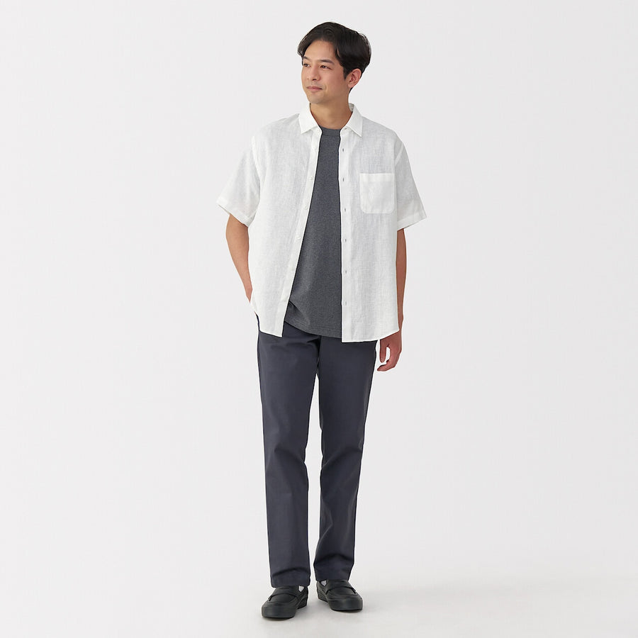 M's Washed linen S/Slv shirt WhiteXS