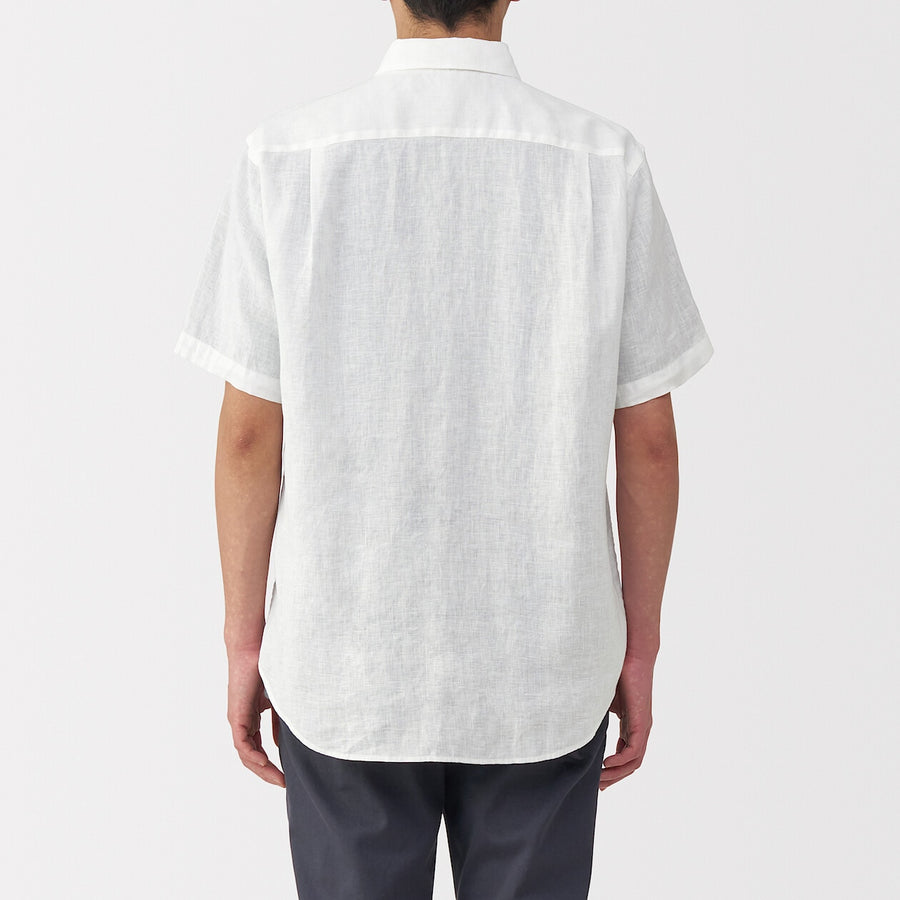 M's Washed linen S/Slv shirt WhiteXS
