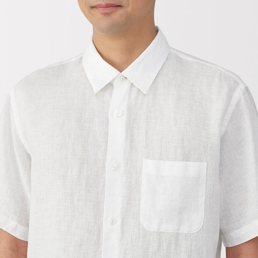 M's Washed linen S/Slv shirt WhiteXS