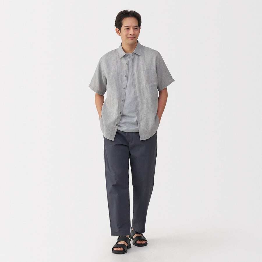 M's Washed linen S/Slv shirt WhiteXS