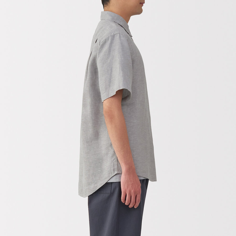 M's Washed linen S/Slv shirt WhiteXS