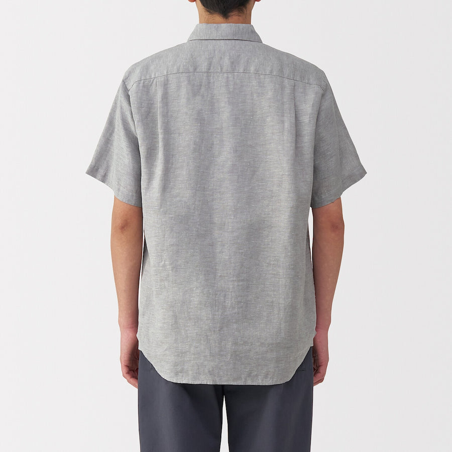M's Washed linen S/Slv shirt WhiteXS