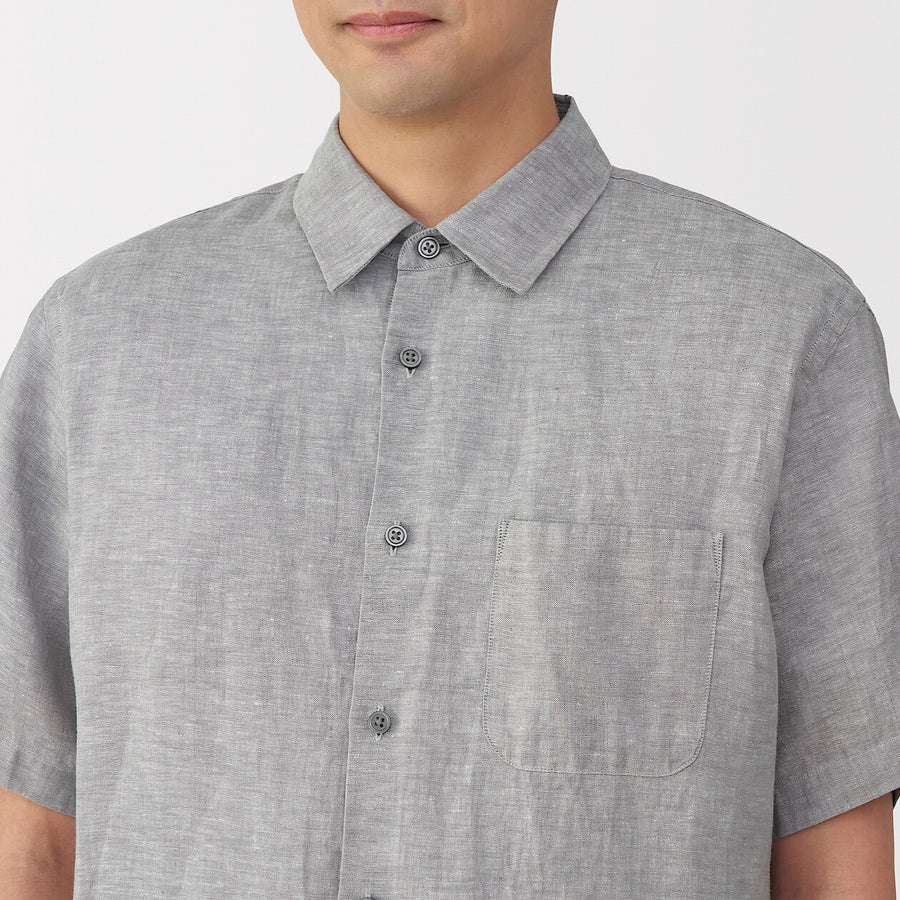 M's Washed linen S/Slv shirt WhiteXS