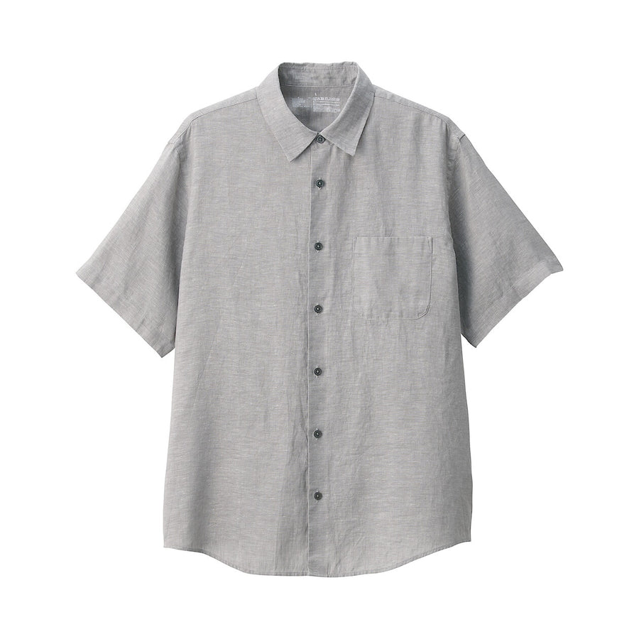 M's Washed linen S/Slv shirt WhiteXS